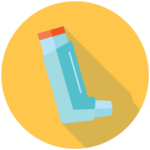 Learning Pathways: Info in Minutes Asthma icon Icon of an asthma inhaler for the Asthma video series