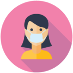 Learning Pathways: Info in Minutes COVID 19 icon Icon of person wearing mask for the Covid-19 video series