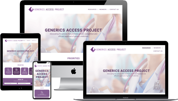 Generics Project website mockup in various screens sizes