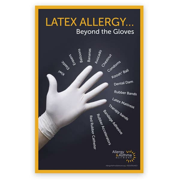 Poster showing products that have latex that are not surgical gloves