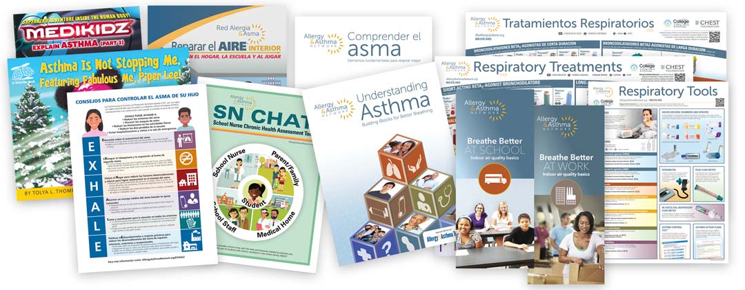 collage of various asthma products