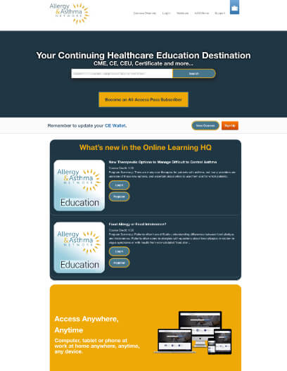 Thumbnail of continuing education web page for professionals