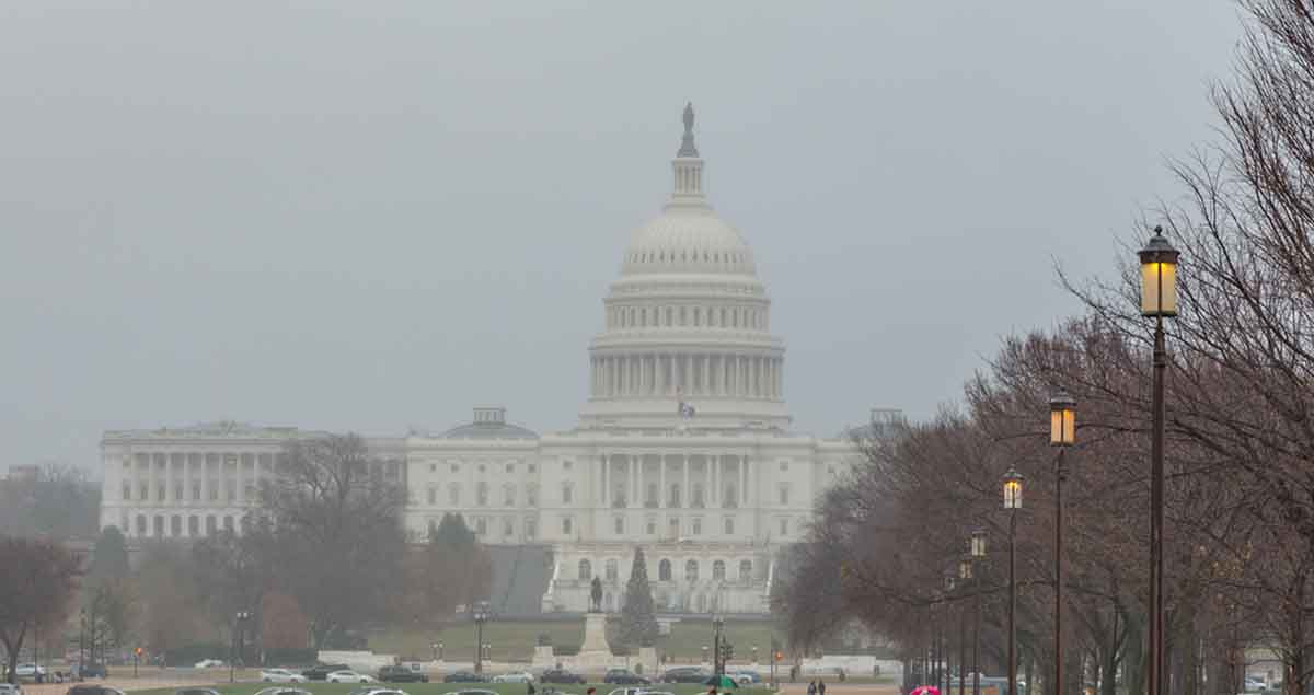 US Capitol on a smoky hazy day